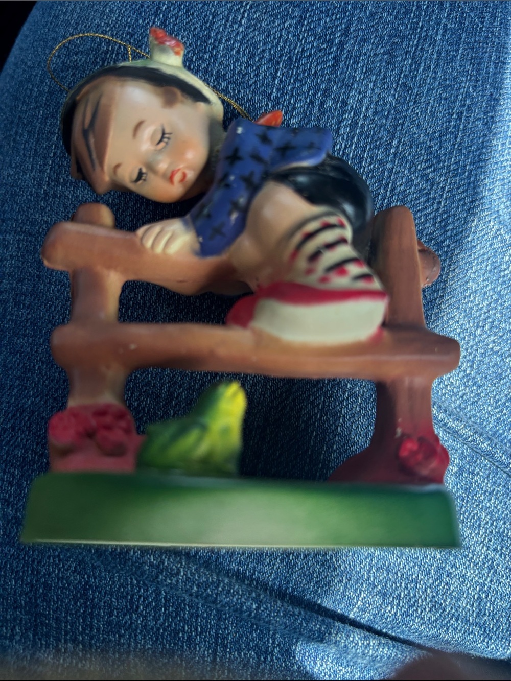 “Faux Hummel” ornament on Fence Plastic Ornament